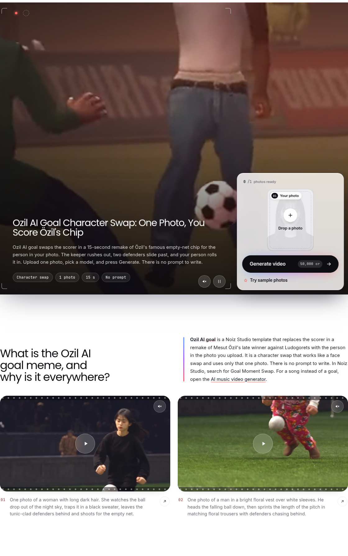 Noiz Ozil AI goal page, captured 2026-10-20