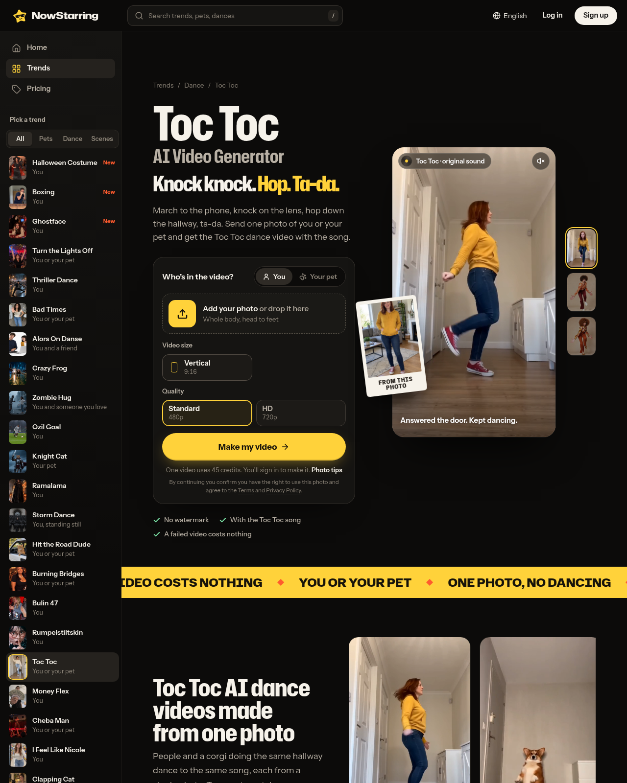 NowStarring Toc Toc page, captured 2026-10-21